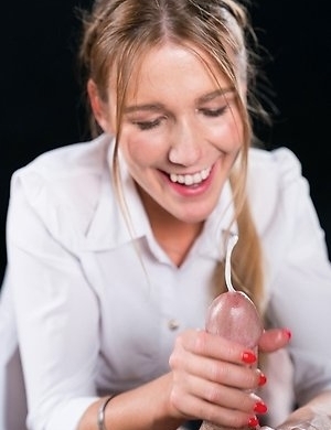Alexis Crystal Massages Dick with Cum