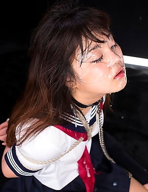 Schoolgirl Erena Yamamoto gets tied up and fed hard dick.