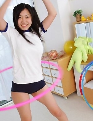Miho Takai in sports outfit is sexy while playing with ball
