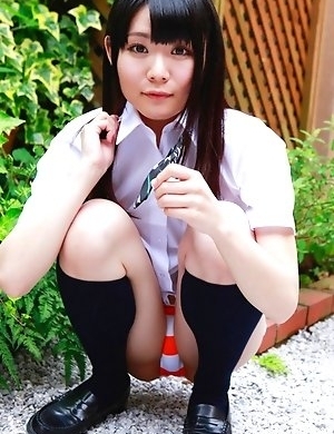 Sayaka Otonashi shows ass and beaver under school uniform