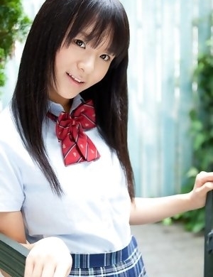 Miho Morita in school uniform loves flowers and fresh air