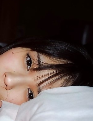 Ruka Kanae fondles her juicy nude cans and nude beaver too