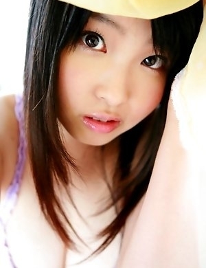 Marie Sukegawa with big tits in mauve lingerie is a sweety